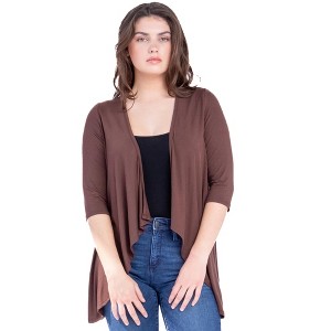Womens Elbow Length Sleeve Open Cardigan - 24seven Comfort Apparel™ - 1 of 4