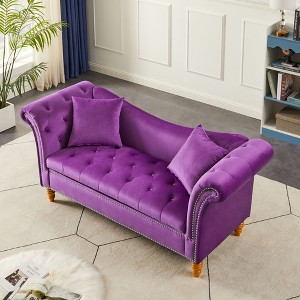 DOMETOUR 71 Inch Velvet Sofa with Storage for Living Room Bedroom, U Shape Backrest Couch with 2 Pillows - 1 of 4