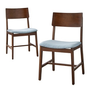 Buylateral Set of 2 Tiara Dining Chair Walnut/Light Blue - 1 of 3