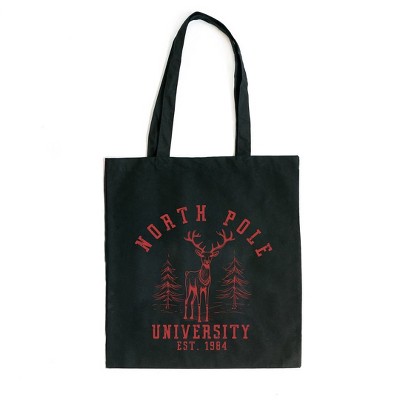 City Creek Prints North Pole University Deer Canvas Tote Bag - 15x16 - Black
