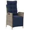 vidaXL Reclining Patio Chairs with Footrest Adjustable Poly Rattan Loungers, Weather-Resistant & UV-Protected, Easy Clean, Navy Cushions - 2 of 4