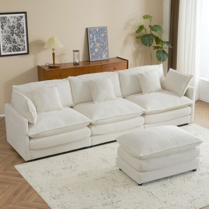 NicBex Couches for Living Room 112.6" Modular Sectional Sofa Modern L-Shape Corduroy Upholstered Sofa Couch with Side Storage Pockets, Beige - 1 of 4