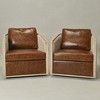 KINWELL 100% Top Grain Genuine Leather Swivel Armchair, Set of 2 - 2 of 4