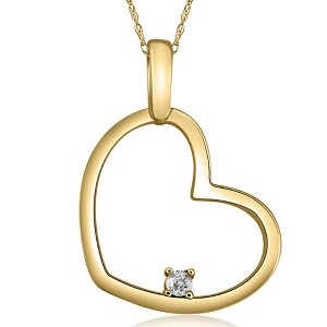 Pompeii3 Solitaire Diamond Heart Shape Pendant Necklace in White, Yellow, or Rose Gold - 1 of 3