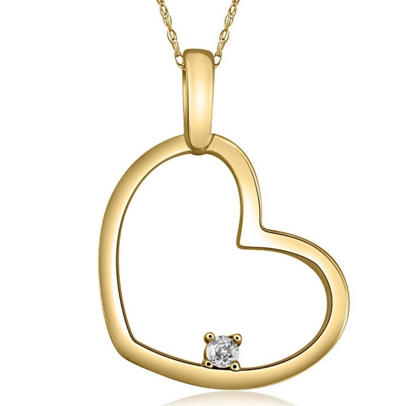 Pompeii3 Solitaire Diamond Heart Shape Pendant Necklace in White, Yellow, or Rose Gold, 1 of 4