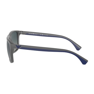 Matte Grey Square Polarized Sunglasses with Blue Gradient Lenses