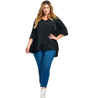 Avenue Women's Plus Size Aly Tiered Top