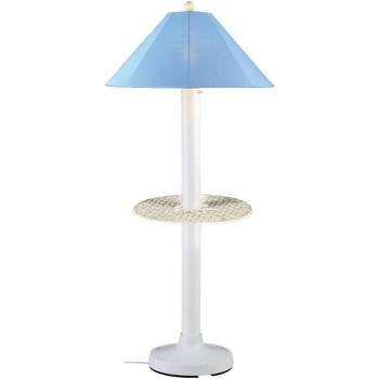 Patio Living Concepts Catalina Floor Table Lamp 39691 with 3 white  body and sky blue Sunbrella shade fabric
