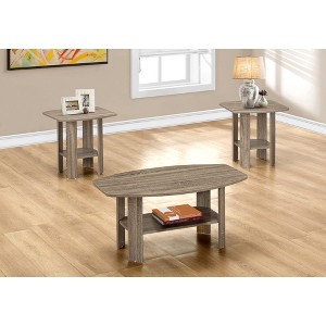 Laminate 3-Piece Coffee and End Table Set with Ample Surface and Lower Shelves for Living Room or Family Room - 1 of 4
