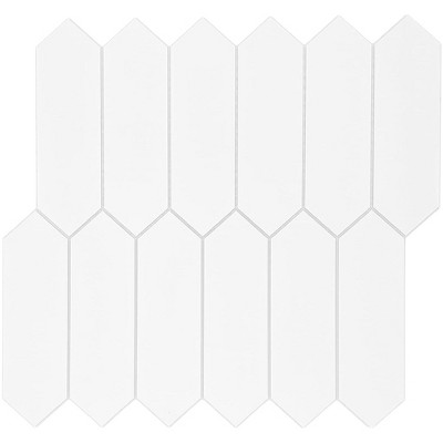 Wikineon 10-Sheet Peel & Stick Backsplash – White Long Hexagon Self-Adhesive Tile, Stone Composite Mosaic for Kitchen, Bathroom, Fireplace 12"x11.22"