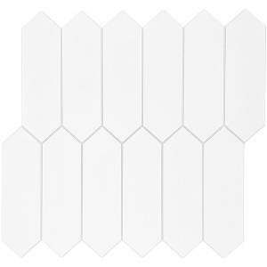 Wikineon 10-Sheet Peel & Stick Backsplash – White Long Hexagon Self-Adhesive Tile, Stone Composite Mosaic for Kitchen, Bathroom, Fireplace 12"x11.22" - 1 of 4