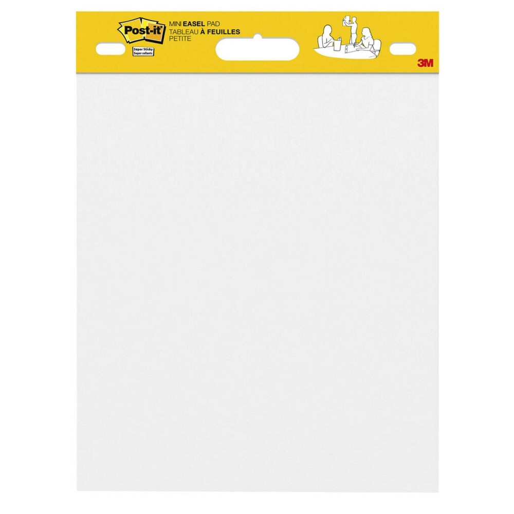 Post-it® Super Sticky Mini Easel Pad, 15 x 18 Inches, 20 Sheets/Pad, 1 Pad, White Premium Self Stick Flip Chart Paper: Large Sticky Pad