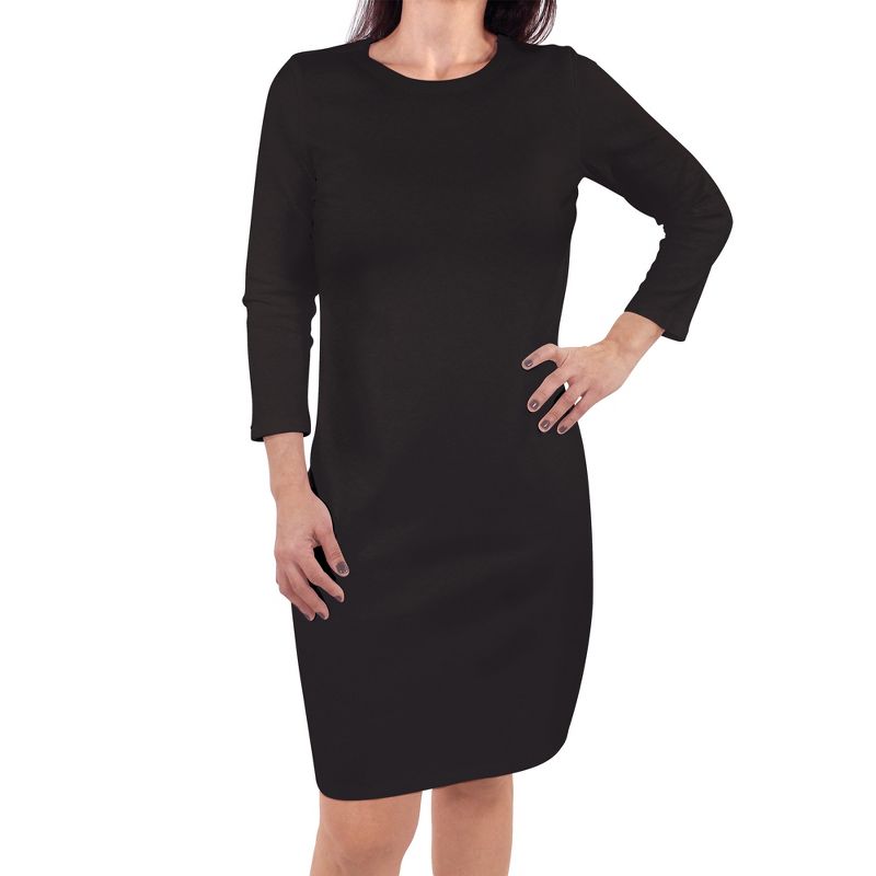 Touched by Nature Womens Organic Cotton Long-Sleeve Dress, Black, 1 of 3