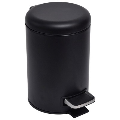 Evideco French Home Goods Soft Close Lid Round Metal Bath Floor Step Trash Can Waste Bin 3-liters-0.8-gal