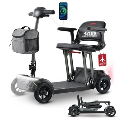 Scooters for Adults 4 Wheel Powered Mobility Scooters Lightweight Folding Electric Bike for Seniors 265 lbs Capacity Bicycle USB Charger Port Black