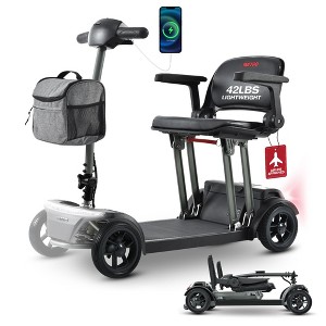 Scooters for Adults 4 Wheel Powered Mobility Scooters Lightweight Folding Electric Bike for Seniors 265 lbs Capacity Bicycle USB Charger Port Black - 1 of 4