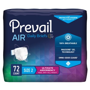 Prevail Air Plus Unisex Adult Incontinence Briefs, Refastenable Tabs, Ultimate Plus Absorbency - 1 of 4