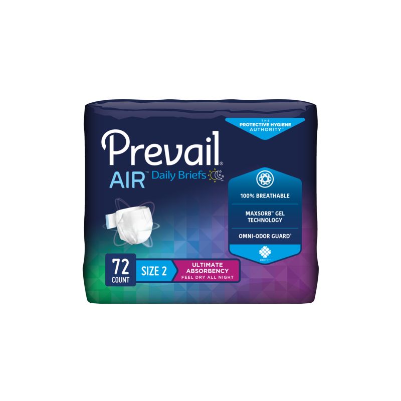 Prevail Air Plus Unisex Adult Incontinence Briefs, Refastenable Tabs, Ultimate Plus Absorbency, 1 of 3