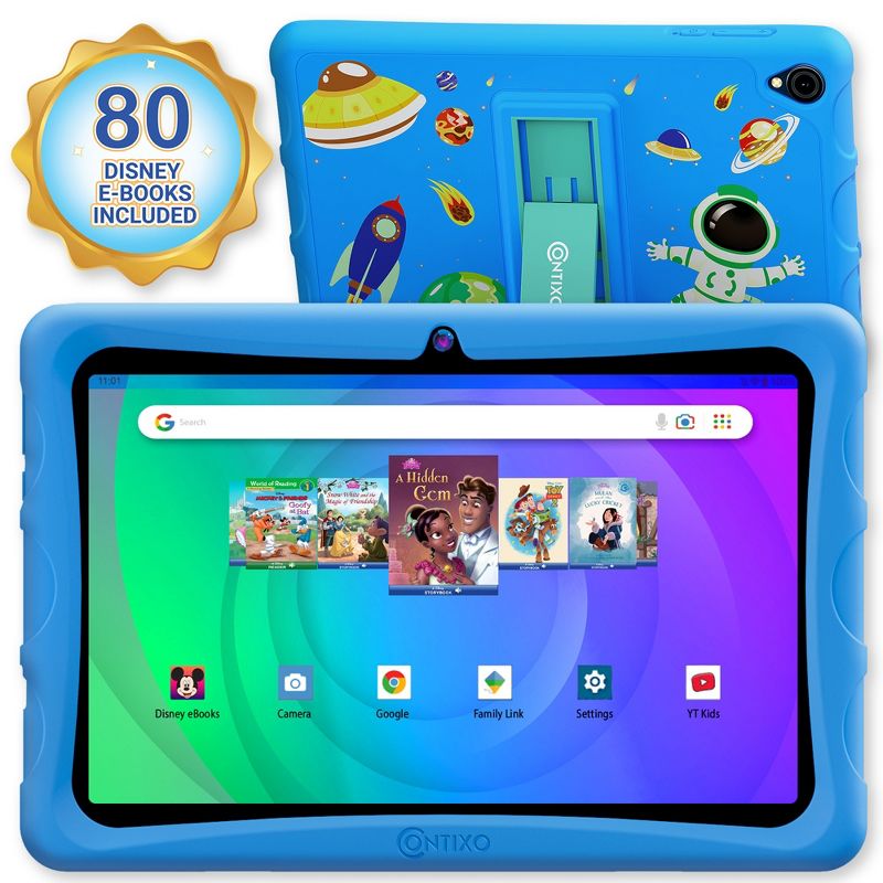 Contixo 10" Android Kids Tablet 64GB Octa-Core 2.0GHz, 4 GB DDR3 (2023 Model), Includes 80+ Disney Storybooks, Kid-Proof Case with Kickstand (K103A), 1 of 13
