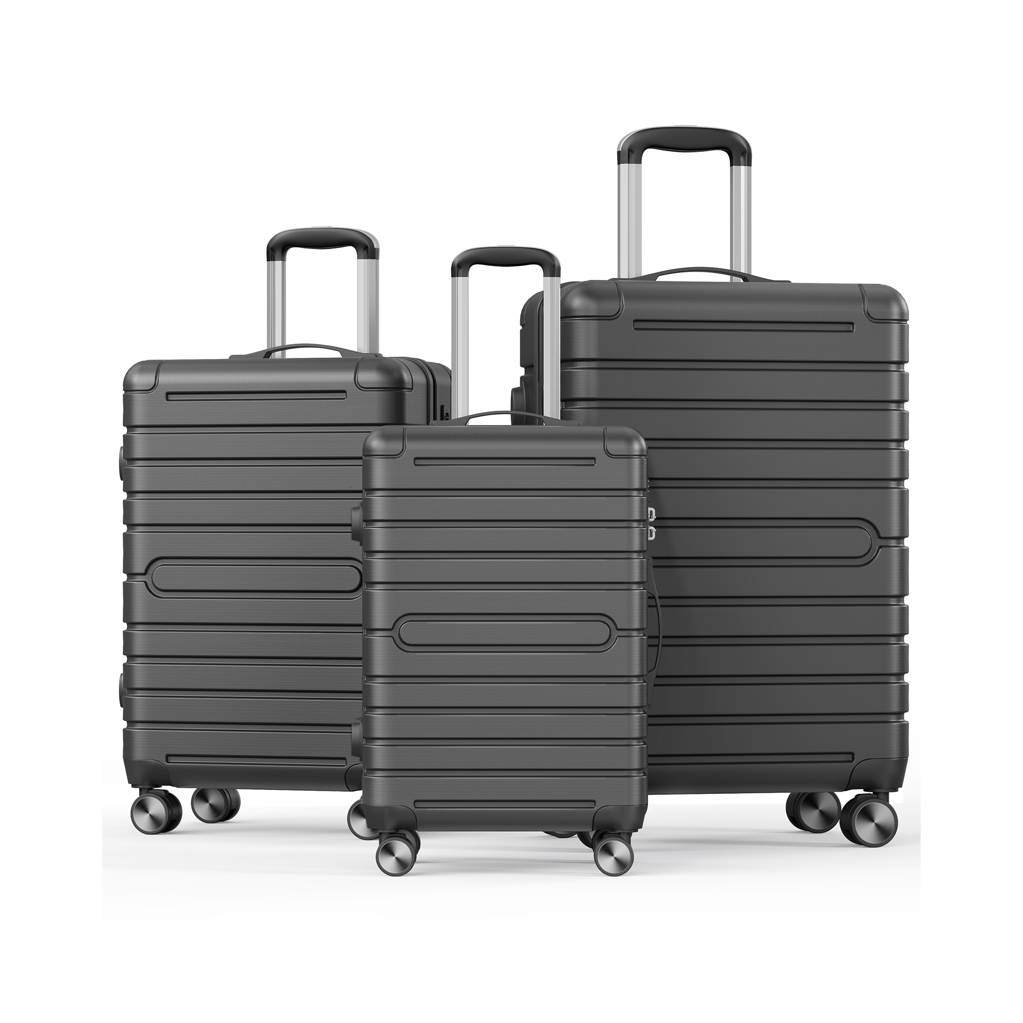 SUGIFT 3-Piece Hardshell Luggage Set Spinner Wheels TSA Lock YKK Zipper Lightweight Durable ABS+PC Hard Shell Carry On Checked Travel Suitcase, Gray
