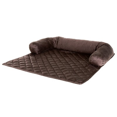 Brown Quilted Memory Foam Pet Sofa Cover with Bolster