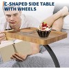 Mobile C-Shaped End Table with Wheels - Adjustable Height Slide Under Sofa Table, Rolling TV Tray & Laptop Desk for Couch, Bed, Living Room - 4 of 4