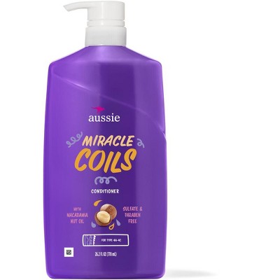 Aussie Miracle Coils Conditioner with Macadamia Nut Oil for Defined Coils, Paraben Free, 26.2 fl oz