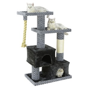 Go Pet Club 49" Sequoia Cat Tree House with Jungle Rope and Sisal Scratching Post LP-853 - Gray/Black - 1 of 2