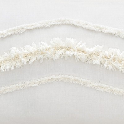 Ivory Cotton Boho Fringe Queen Duvet Cover Set