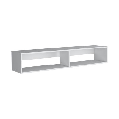 Syemin TV Stands and Consoles Chic White Floating TV Stand Moore Perfect for Small Bright Rooms creates Airy Modern Feel, White, 64.56"*17.71"*3.54"