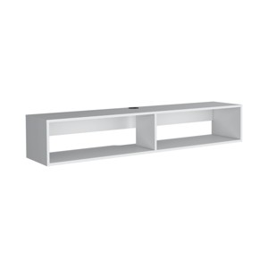 Syemin TV Stands and Consoles Chic White Floating TV Stand Moore Perfect for Small Bright Rooms creates Airy Modern Feel, White, 64.56"*17.71"*3.54" - 1 of 4