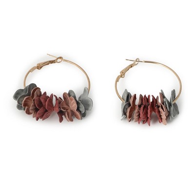 SOHI Women's Brown Flora Hoop Earrings