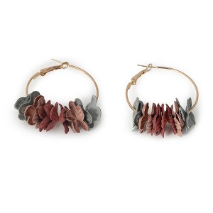 SOHI Women's Brown Flora Hoop Earrings - 1 of 3