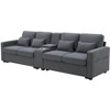 VYNXARIA 114.2in Upholstered Sofa with Console, 2 Cupholders and 2 USB Ports Wired or Wirelessly Charged, Modern Linen Fabric Couches with 4 Pillow - 3 of 4