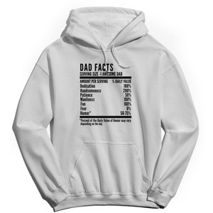 Rerun Island Men's Dad Facts Serving Size Long Sleeve Graphic Cotton Sweatshirt Hoodie - White S - 1 of 3