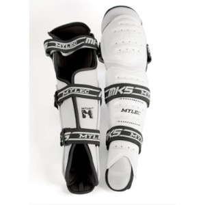 Mylec MK5 Street & Roller Hockey Full Shin Pads, Lightweight Foam Rubber, Breathable Mesh, Velcro Straps, Hard Front Shell - 1 Pair - 1 of 4