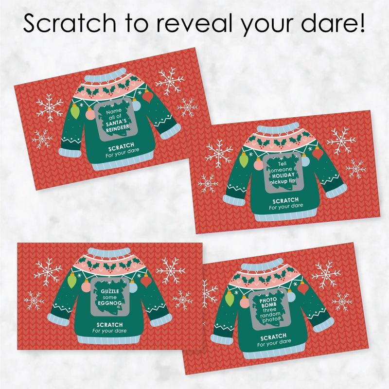 Big Dot of Happiness Colorful Christmas Sweaters - Ugly Sweater Holiday Party Game Scratch Off Dare Cards - 22 Count, 3 of 7