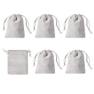Unique Bargains Cotton Linen Bank Coin Change Bag with Drawstring 6 Pcs - 1 of 4