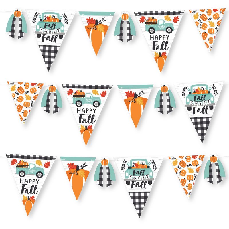 Big Dot of Happiness Happy Fall Truck - DIY Harvest Pumpkin Party Pennant Garland Decoration - Triangle Banner - 30 Pieces, 1 of 9
