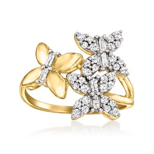Ross-Simons 0.50 ct. t.w. Diamond Butterfly Ring in 18kt Gold Over Sterling - 1 of 4