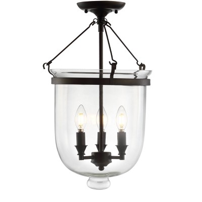 14.5" LED Metal/Glass Semi-Flush Mount Oil Rubbed Bronze - Jonathan Y