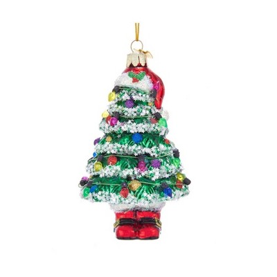 Kurt Adler Noble Gems Glass Ornament for Christmas Tree, Tree with Santa Hat