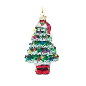 Kurt Adler Noble Gems Glass Ornament for Christmas Tree, Tree with Santa Hat - 1 of 1