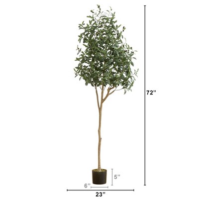 Elegant 6ft Lifelike Olive Tree with Silk Foliage in Plastic Pot