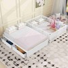 CAVINAS Full Size Wood Montessori Bed with 2 Drawers and Safety Guardrails,Modern Floor Bed Can Split Into 2 Beds,Toddler Bed for Bedroom - 2 of 4