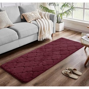 Home Mart Goods Burgundy Ultra Soft Thick Memory Foam Non-Slip Absorbent Bathroom Bath Mat Runner - 24"x60" - 1 of 3