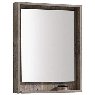 Kube Bath Bosco 24Inch Framed Mirror With Shelve - Nature Wood Finish