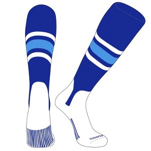 PEAR SOX OTC Baseball Softball Stirrup Socks (B, 5in) Royal, White, Sky Blue - 1 of 3