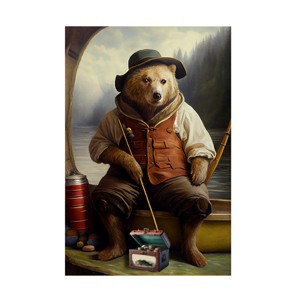 Canvas Wall Art - Sasha 'Fishing Bear I' Wall Art for Living Room, Bedroom, or Office Décor by Trademark Fine Art - 16 x 24 Inches - 1 of 4