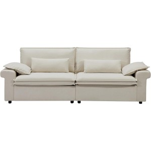 TiramisuBest Beige 3-Seat Knockdown L-Shaped Sectional Sofa with Storage Ottoman and Footrest, Upholstered Combo Couch for Living, Bedroom - 1 of 4